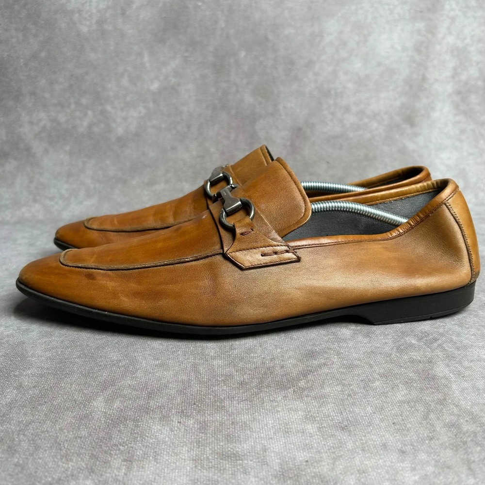 Magnanni Mens Tan Leather Bit Loafers Square Toe Dress Shoes 15804 Size 13 M